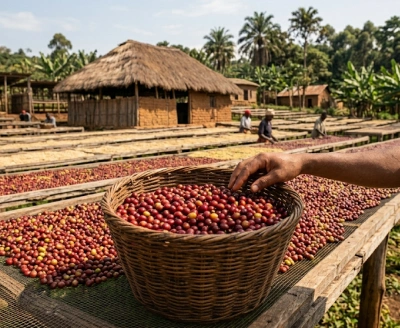 Coffee cherries in hands