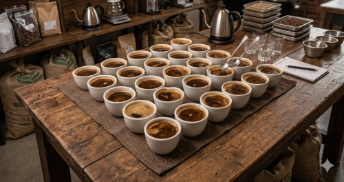 Coffee cupping table
